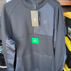 Spyder Gray Performance Jacket with Mock Neck and Quarter-Zip
